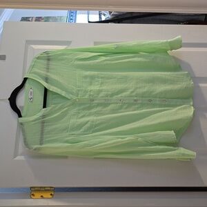 Carve Designs lime green sheer button down